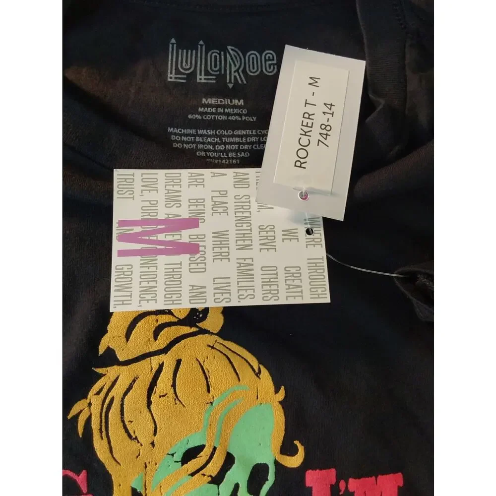 LuLaRoe Rocker T Medium Black "OMG I'm Literally Dead" T-Shirt #L224 - Picture 6 of 6